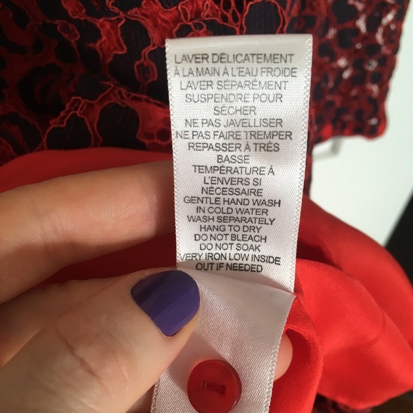 Lace red and navy top - Picture 4 of 10